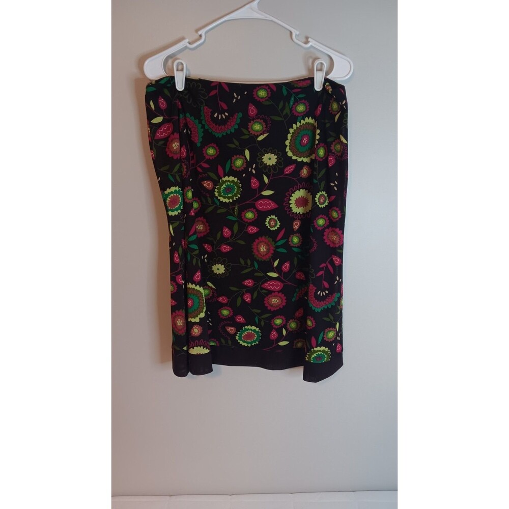 AK Anne Klein Floral Skirt Brown Boho Cottage Peasant Sz Large A Line Midi